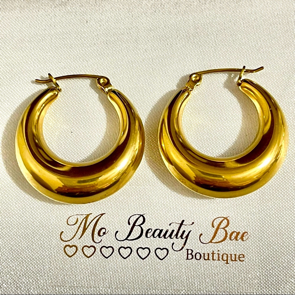 Gold Crescent Hoop Earrings